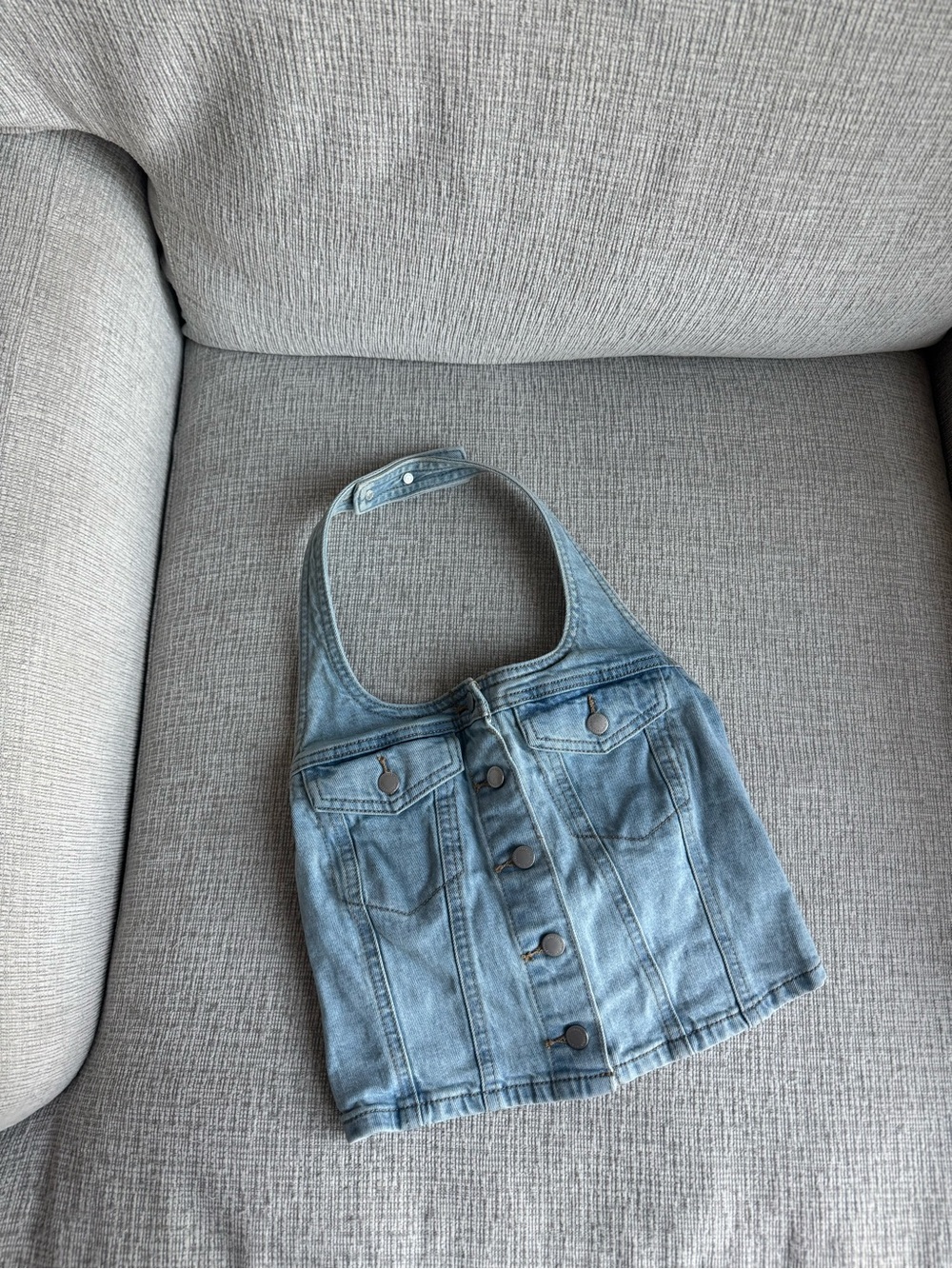 Universal Thread Light Blue Denim Halter Top
